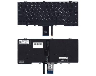 Клавиатура для ноутбука Dell Latitude 7300, с подсветкой (Light), Black, (No Frame), RU