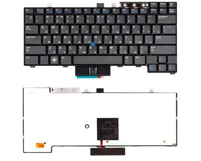 Клавиатура для ноутбука Dell Latitude (E5400, E6410, E6400, E5500, E5510, E5410, E6500, E6510, M4500) с подсветкой (Light), с указателем (Point Stick) Black, RU