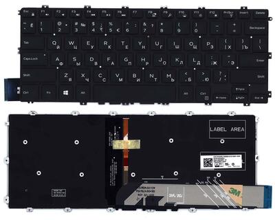 Клавиатура для ноутбука Dell Latitude 13 3380, Black, (Black Frame) RU